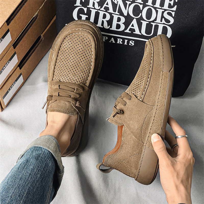 Breathable Cow Suede Leather Casual Shoes