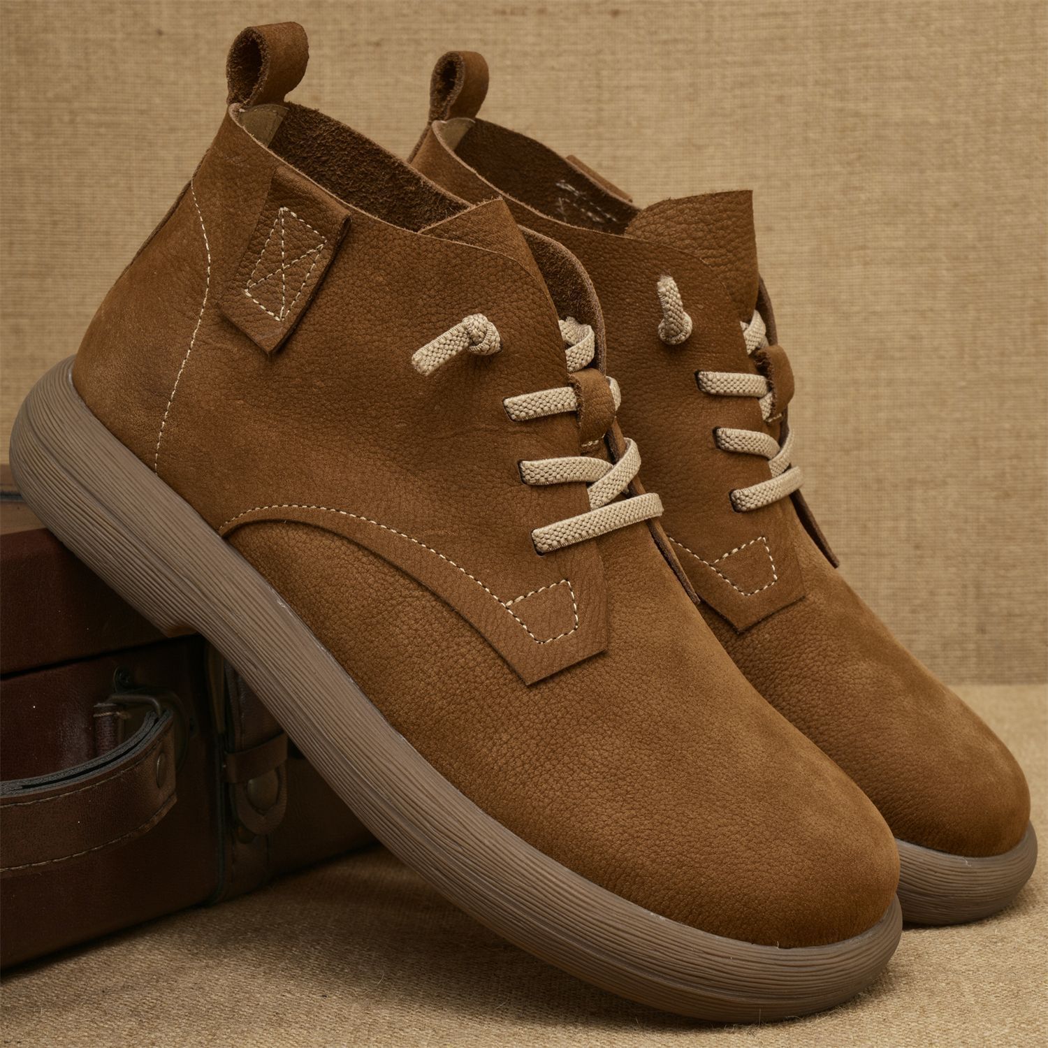 Genuine Cowhide Rubber Sole Outdoor Men's Casual Shoes