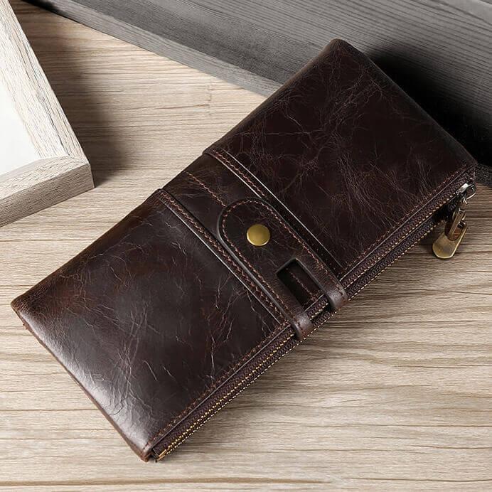 Genuine Leather Anti-Magnetic Multi-Card Slot Clutch   