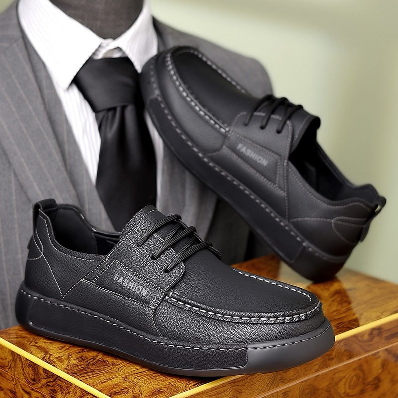 Genuine Leather Soft Sole Men's Trendy Casual Sneakers