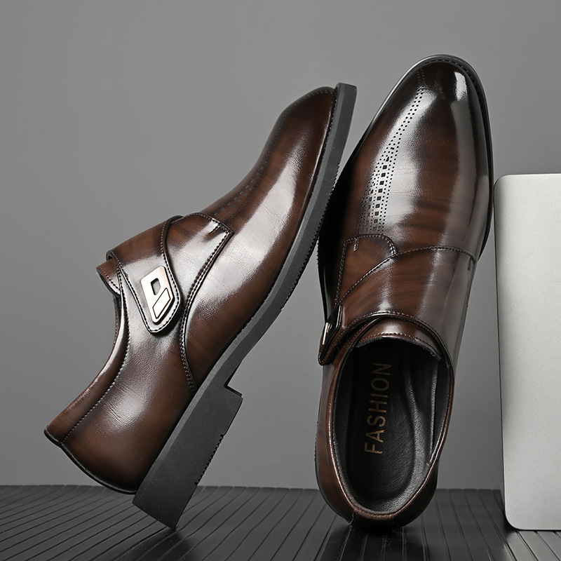 British Velcro Slip-on Leather Formal Shoes