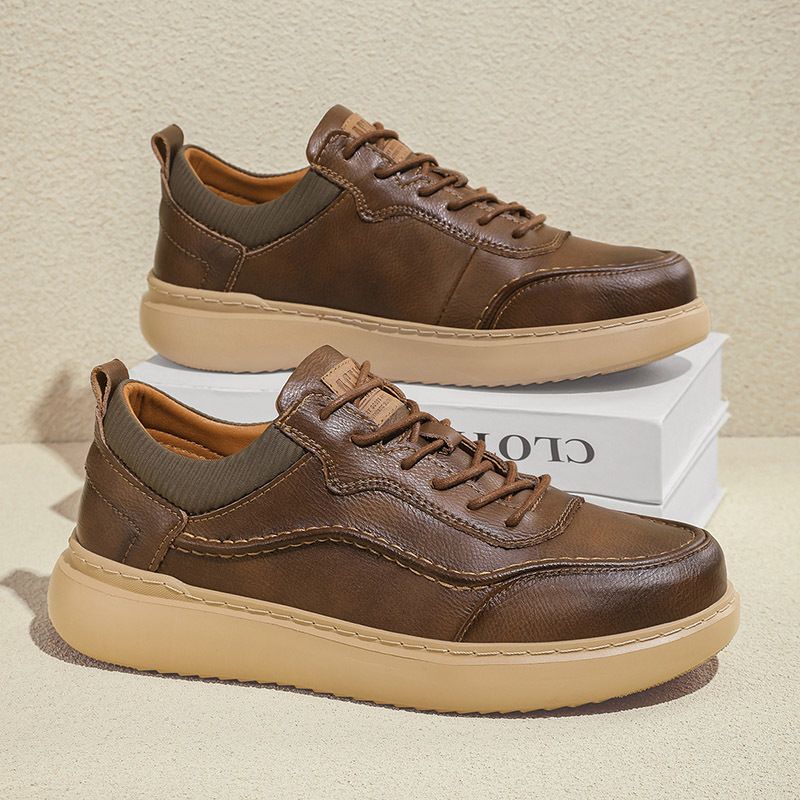 Genuine Leather Comfortable Rubber Sole British Style Trendy Casual Shoes