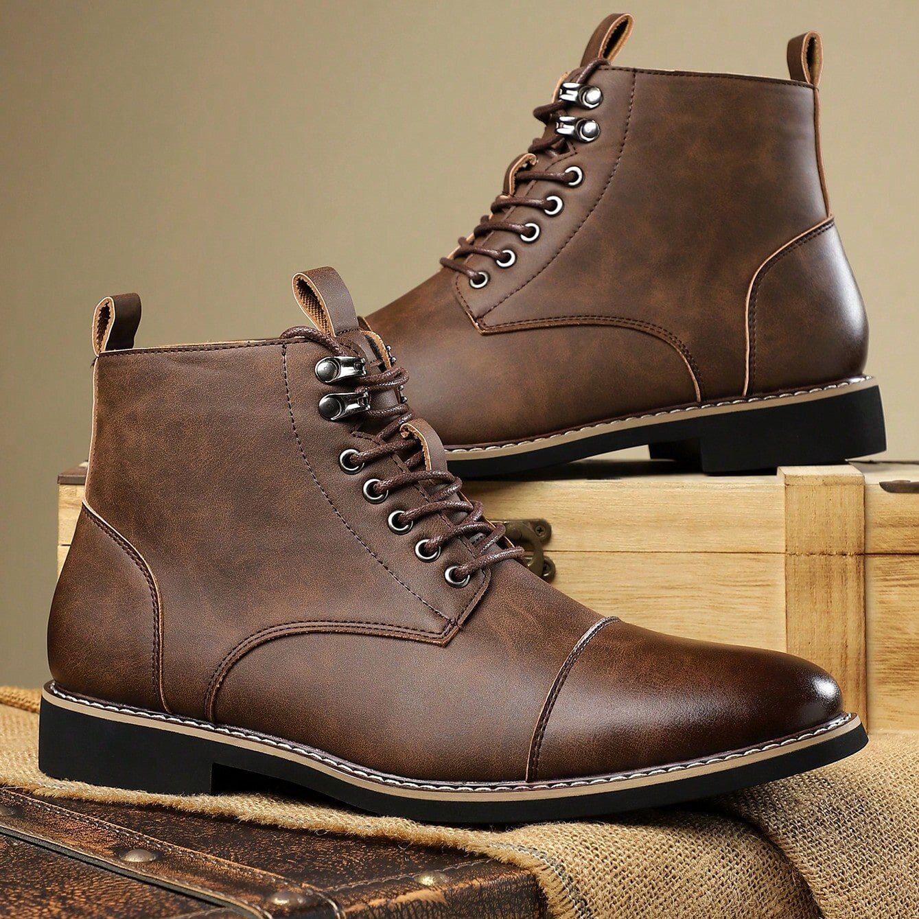Durable High-top Leather Martin Boots Non-slip Trendy Shoes