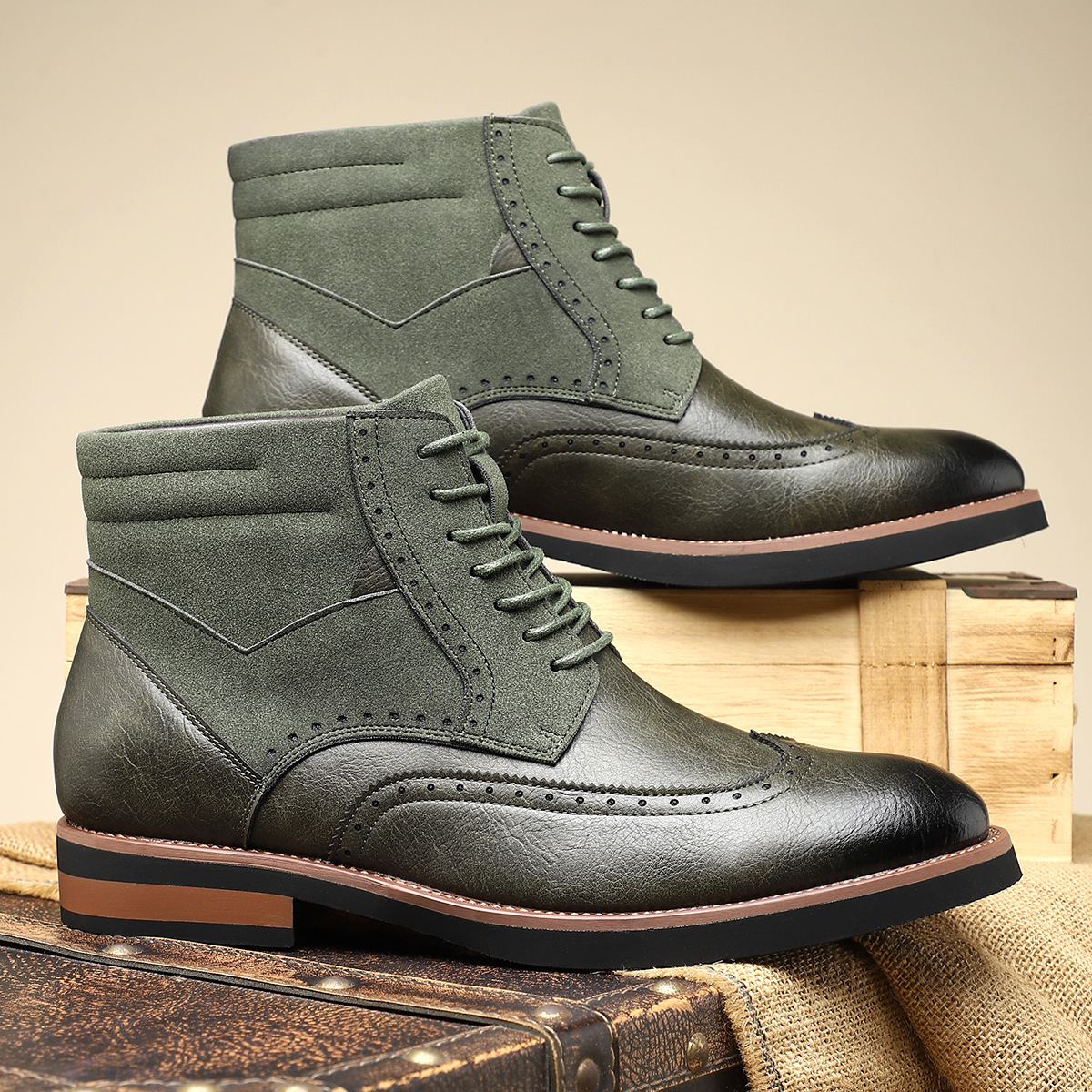 British Style Retro Mid Cut Men’s Martin Boots