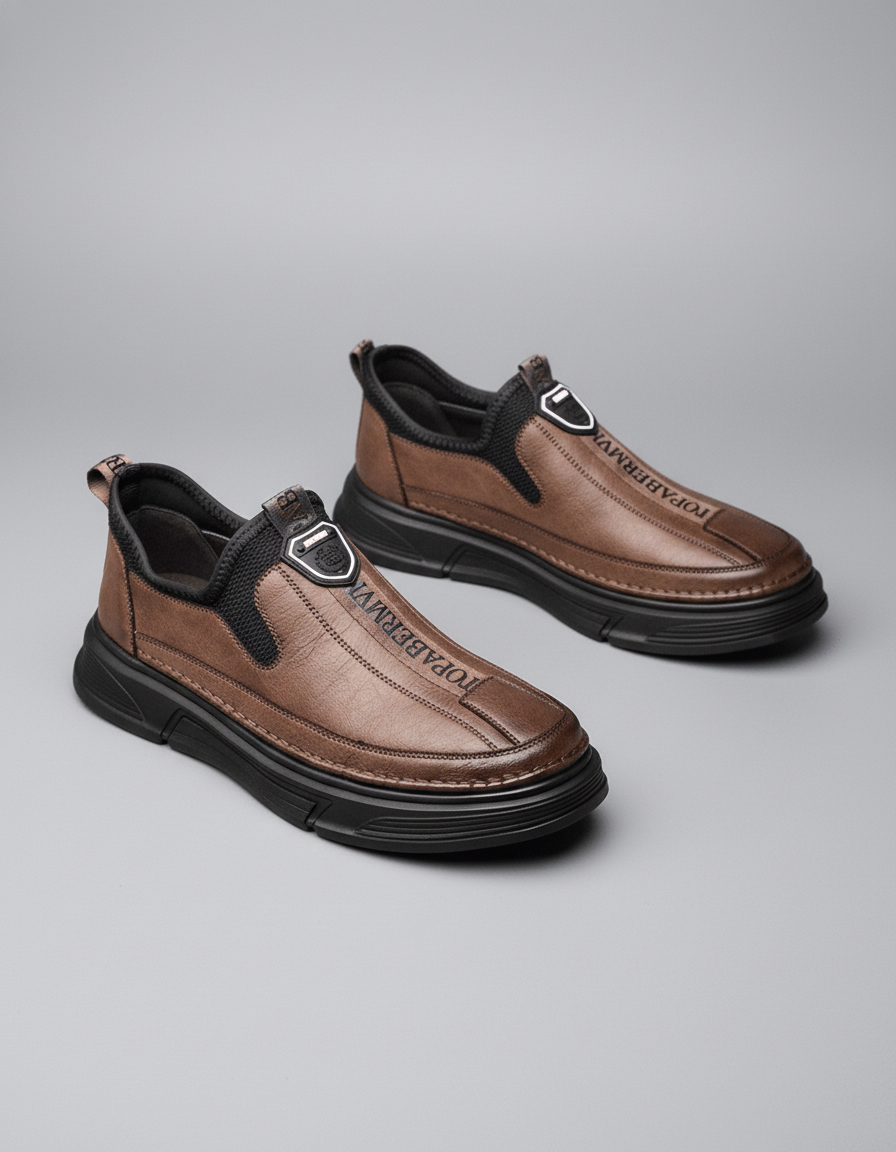 Stylish Men’s Slip-On Ankle Boots Durable Lugged Sole