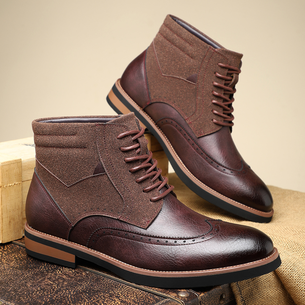 British Style Retro Mid Cut Men’s Martin Boots