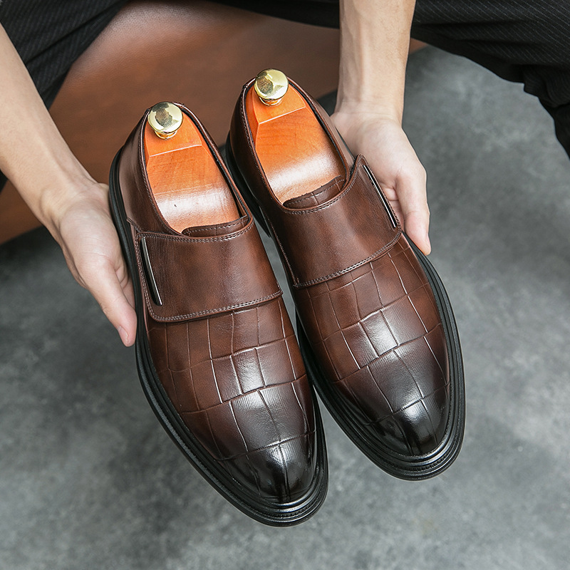 Business Men's Stone Pattern Leather Formal Shoes