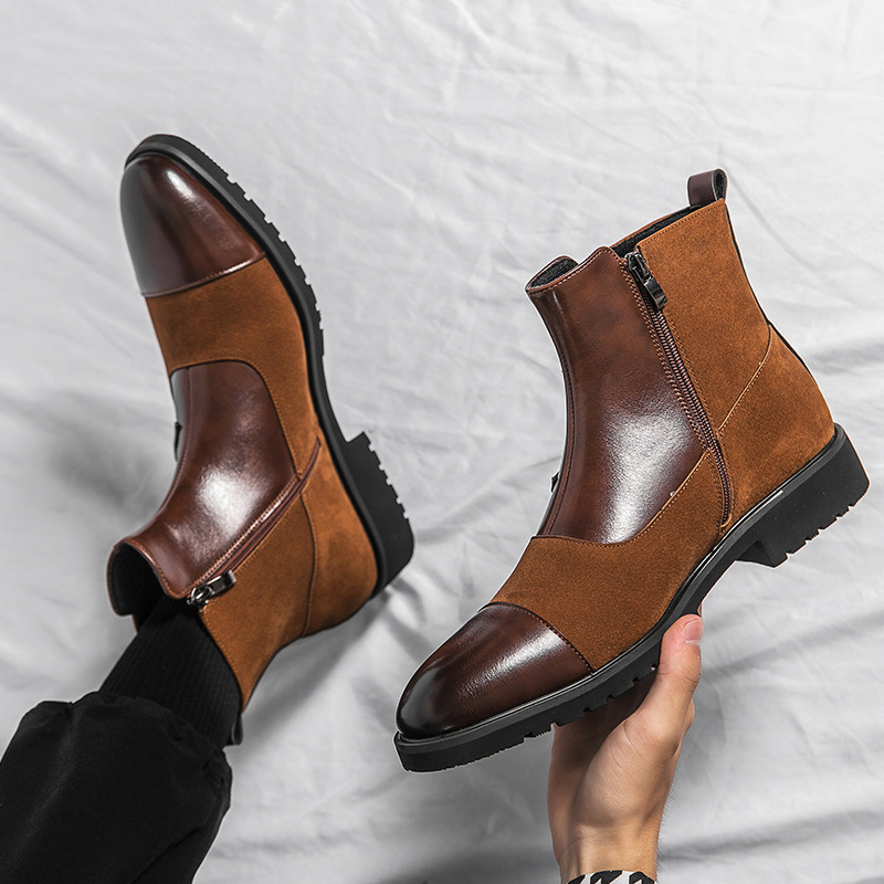 Premium Leather High Top Chelsea Boots